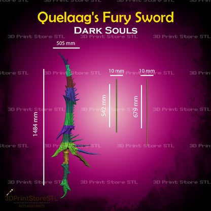 Quelaag's Fury Sword STL File for Dark Souls Cosplay and 3D Print Model