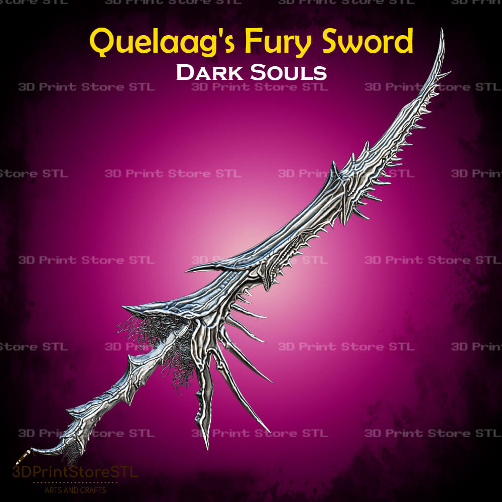 Quelaag's Fury Sword STL File for Dark Souls Cosplay and 3D Print Model