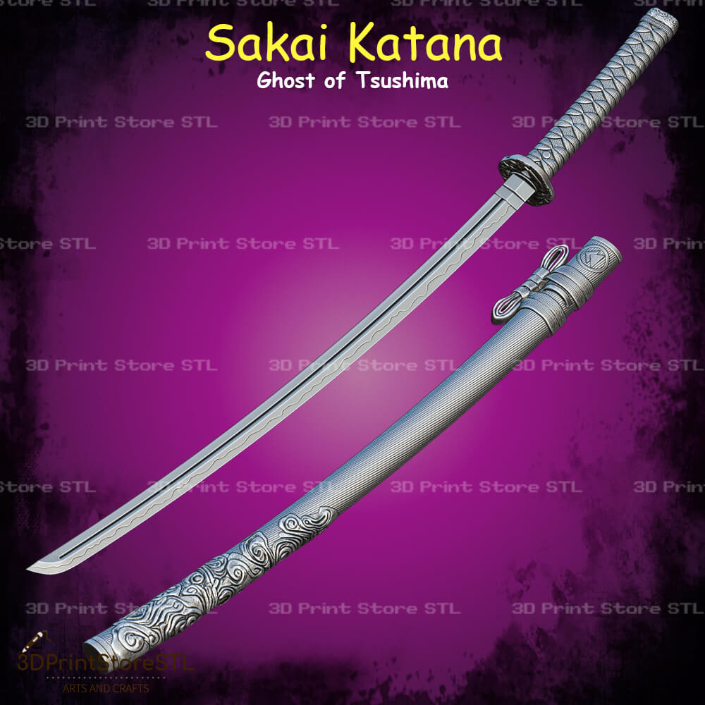 Sakai Katana STL File for Ghost of Tsushima Cosplay and 3D Print Model