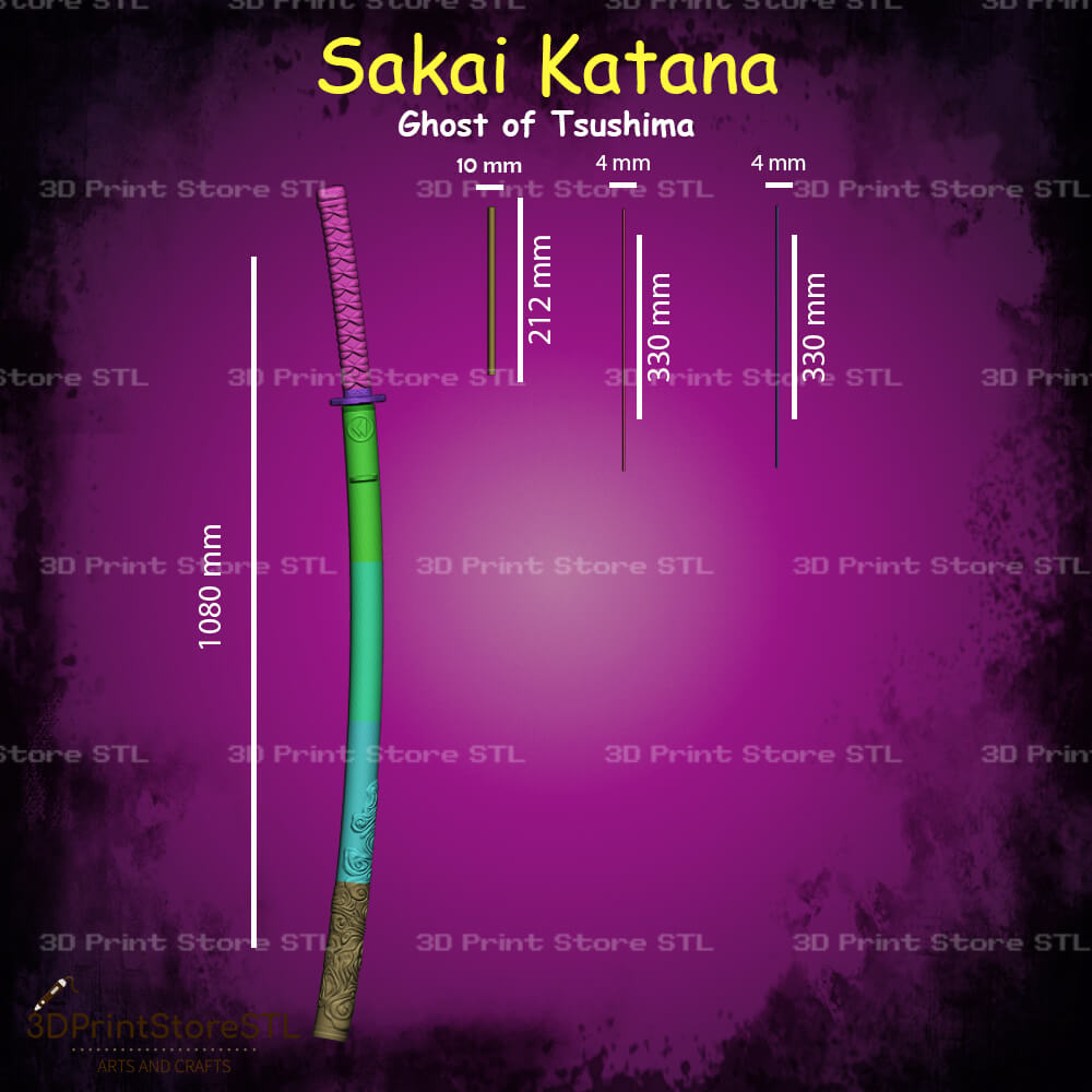 Sakai Katana STL File for Ghost of Tsushima Cosplay and 3D Print Model
