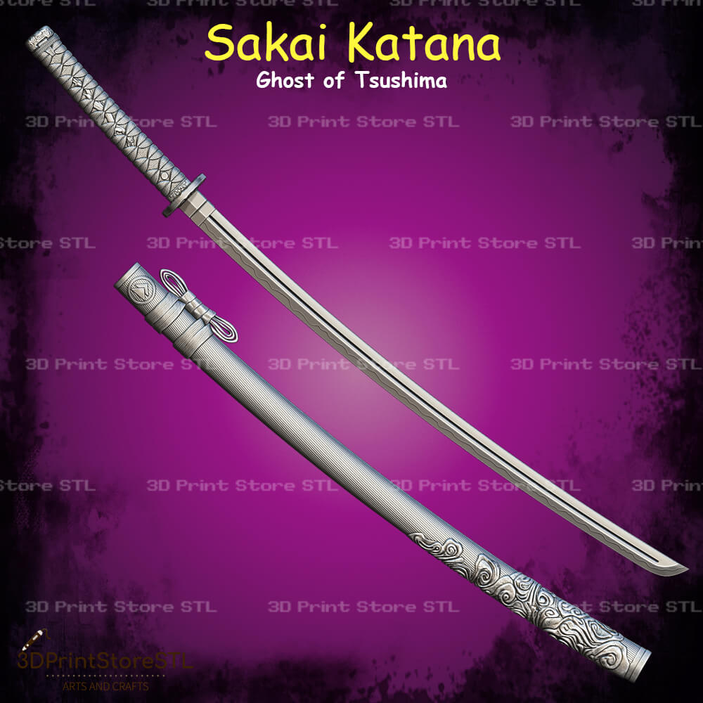 Sakai Katana STL File for Ghost of Tsushima Cosplay and 3D Print Model