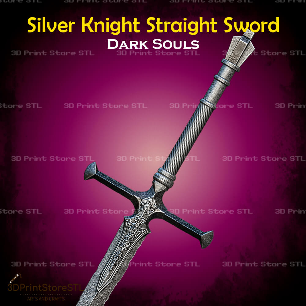 Silver Knight Straight Sword STL File for Dark Souls Cosplay and 3D Print Model