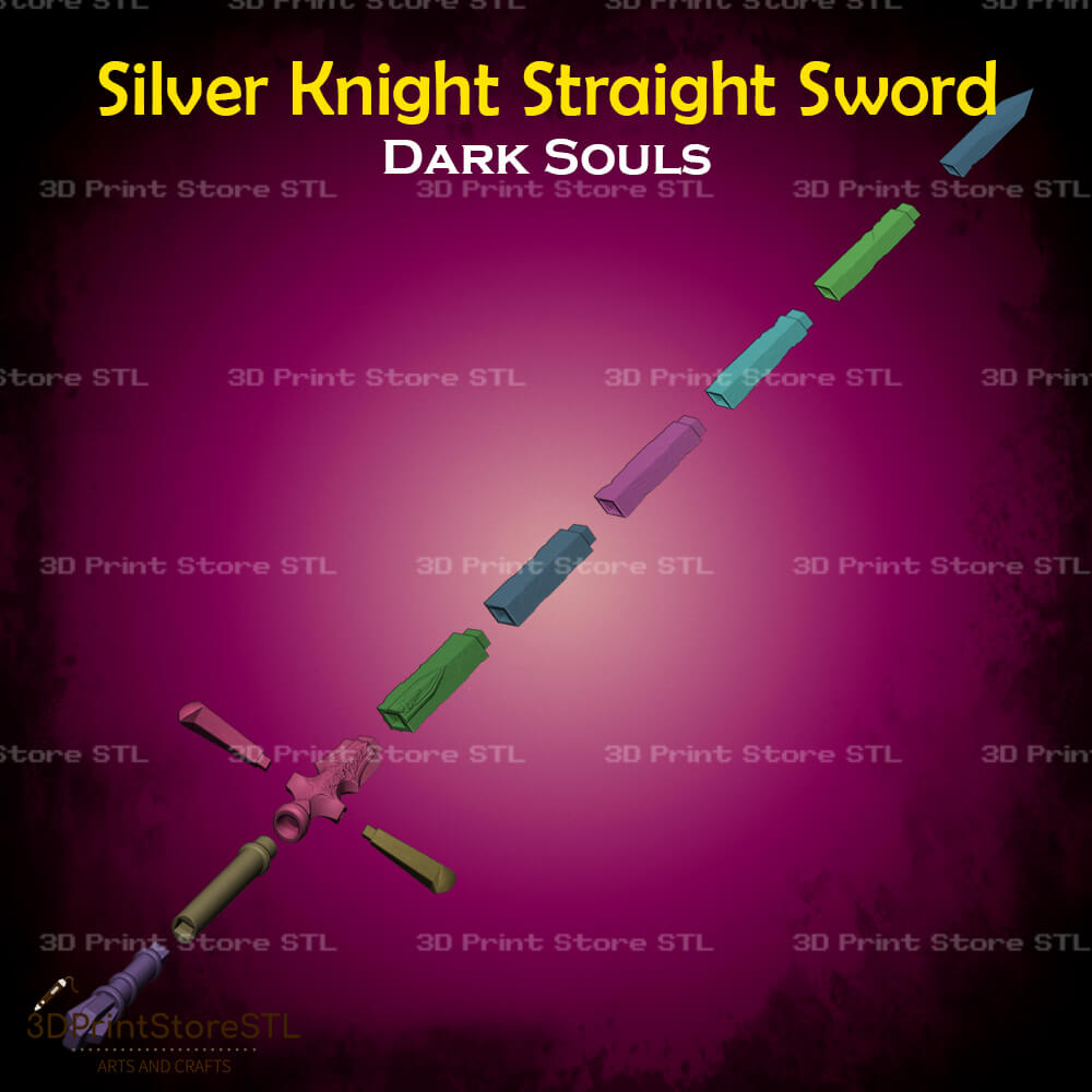 Silver Knight Straight Sword STL File for Dark Souls Cosplay and 3D Print Model