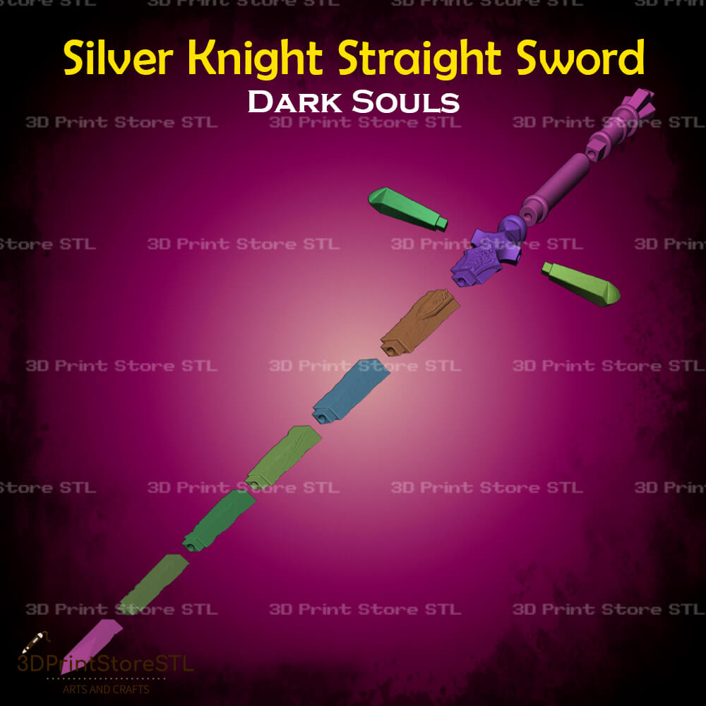 Silver Knight Straight Sword STL File for Dark Souls Cosplay and 3D Print Model