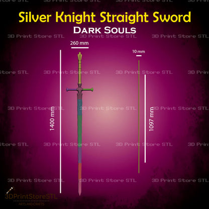 Silver Knight Straight Sword STL File for Dark Souls Cosplay and 3D Print Model