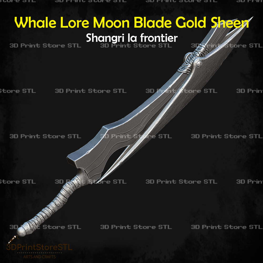 Whale Lore Moon Blade Gold Sheen STL File for Shangri-La Frontier Cosplay and 3D Print Model