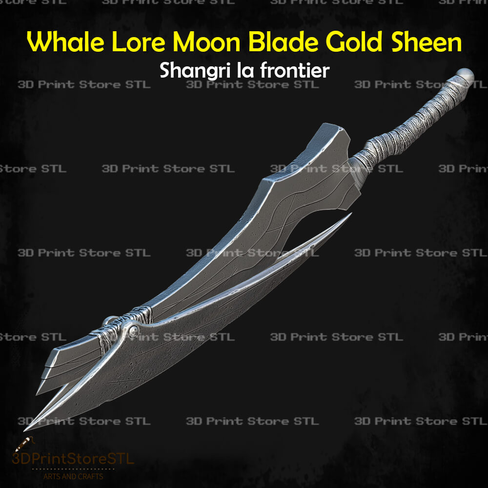 Whale Lore Moon Blade Gold Sheen STL File for Shangri-La Frontier Cosplay and 3D Print Model